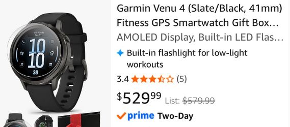 Garmin Venu 4 GPS Smartwatch Slate/Black 41mm
