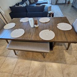Ashley Furniture Solid  Wood Dining Table  Chairs And Bench Included