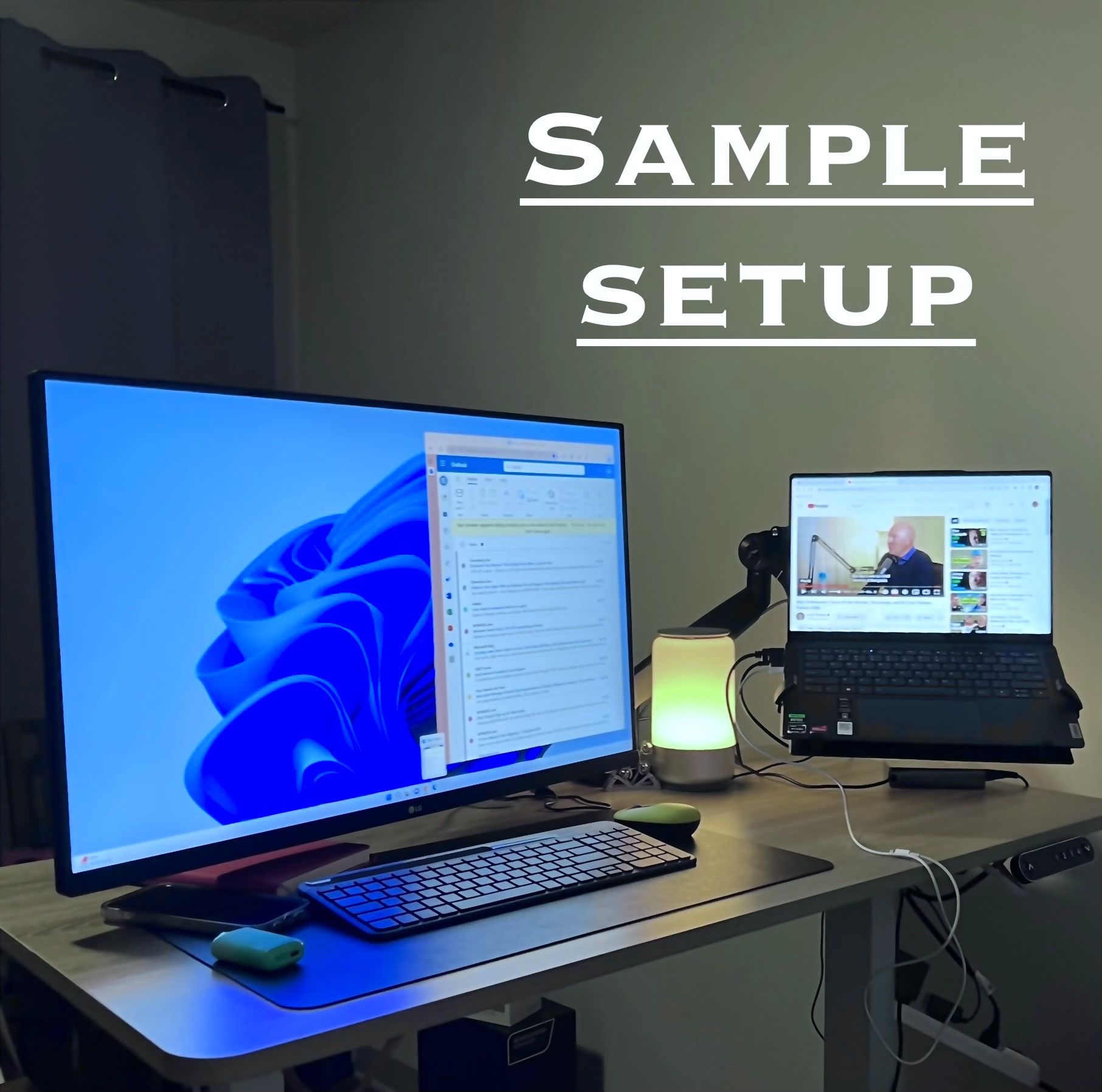 LG Monitor 32 inch HDR AMD FreeSync with Dual Monitor Mount Stand and Laptop Mount Tray Modifier
