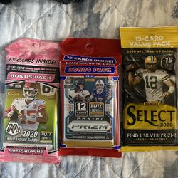 2020 Mosaic , Prizm , And Select NFL trading Card Fat Packs/Cellos - New 