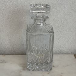 Vintage Square Crystal Liquor Decanter with Matching Stopper 