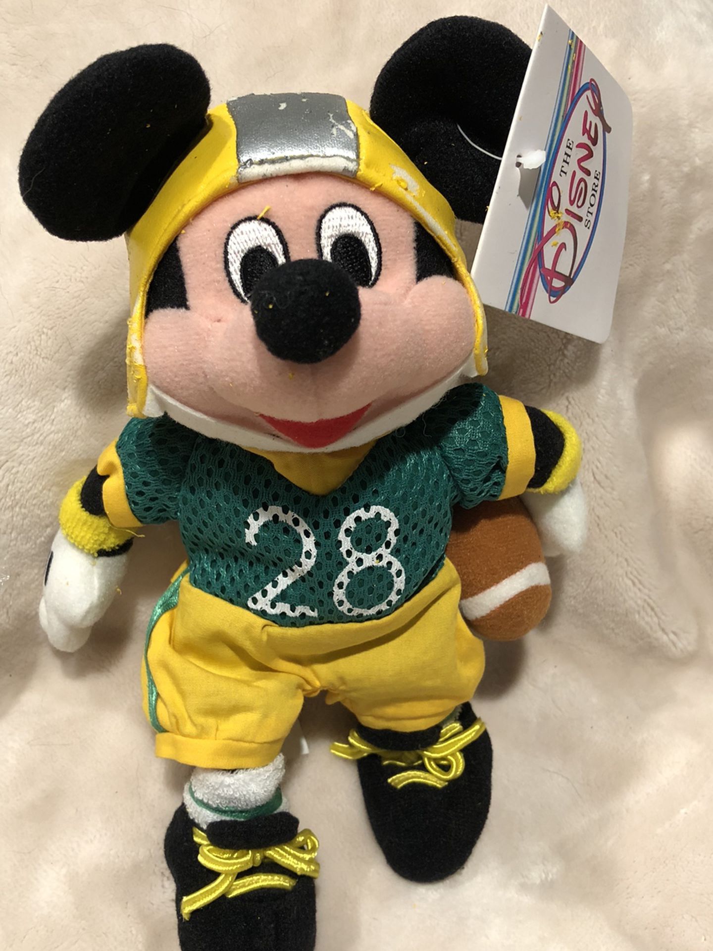 The Disney Store 8” Bean Bag Plush Mickey Mouse Football Player