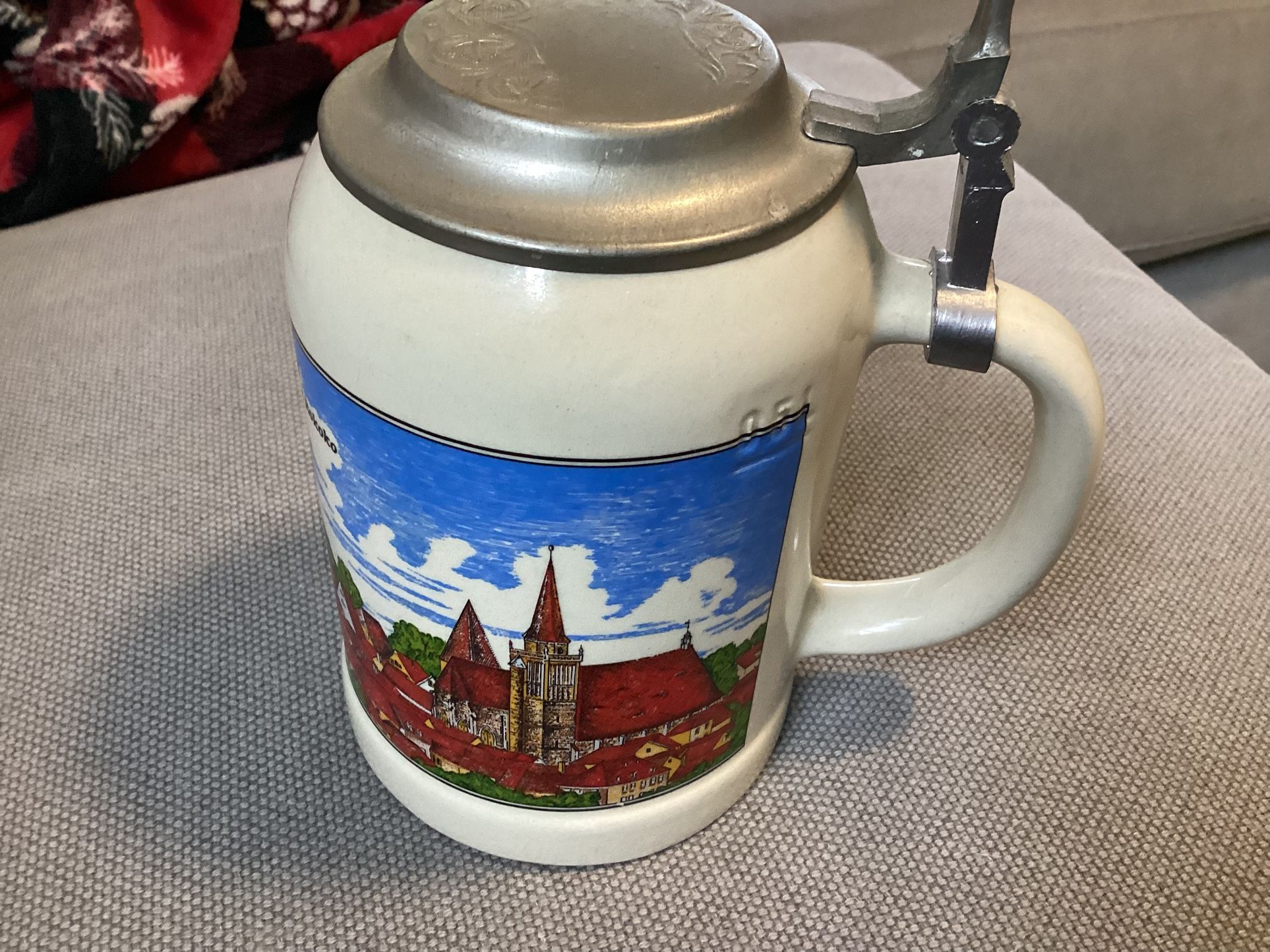 Ansbach Beer Stein with Pewter Lid
