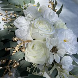 White Artificial Wedding Flowers, Welcome Arch Flower Decor, Roses Peonies, Eucalyptus Artificial Decotations