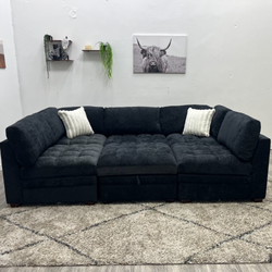Black Modular Sectional Couch - Free Delivery