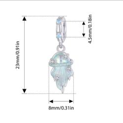 Crystal rainbow opal Jelly Fish mermaid charm Ocean Sea fit Pandora bracelet