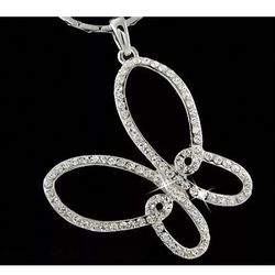 18k white gold plated butterfly pendant necklace with lab created diamonds