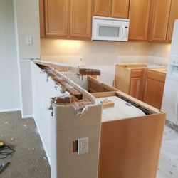 RemodelCabinets,Granite counters tops