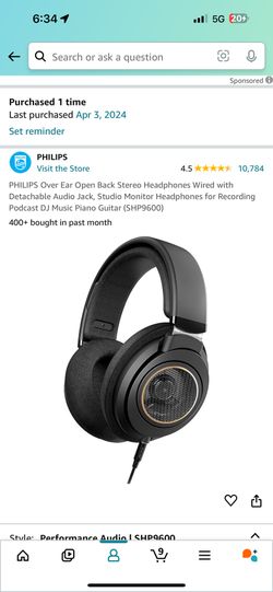 Philips Over Ear Open Back Headphones *WIRED*