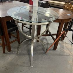  Silver Metal And Glass Bistro Standing Table (in Store)