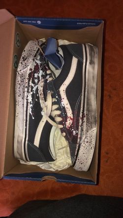 Brand new grey vans with paint splatter