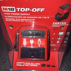 Brand New Milwaukee M18 Top Off Power Inverter and Charger w/2 USB Ports and Plug in Power Outlet 