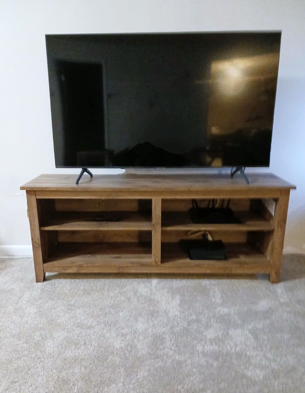 Rustic Barnwood Finish Storage Console TV Stand for 60” TV