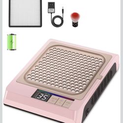 Nail Dust Collector, 80W Rechargeable Nail Vacuum fan Dust Collector Adjustable Powerful Suction and Low Noise with Detachable Filter, for Nail Techs 