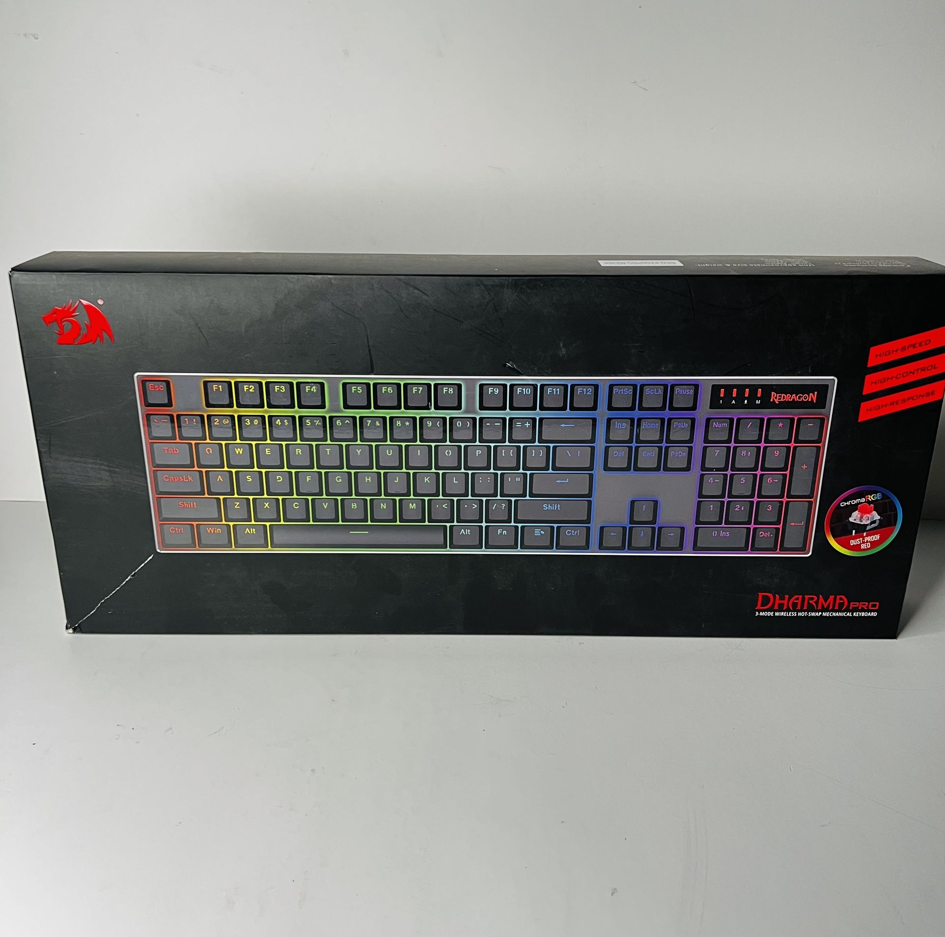 Redragon K556 PRO Upgraded Wireless RGB Gaming Keyboard, BT/2.4Ghz Tri-Mode, Red Switches