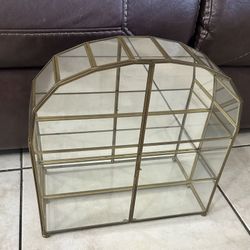 Vintage Franklin Mint Brass Mirrored Glass Curio Display Case Cabinet