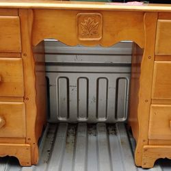 Solid Oak Wood Desk and Chair 