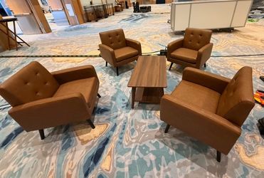 Faux leather Accent Chairs Set of 4.