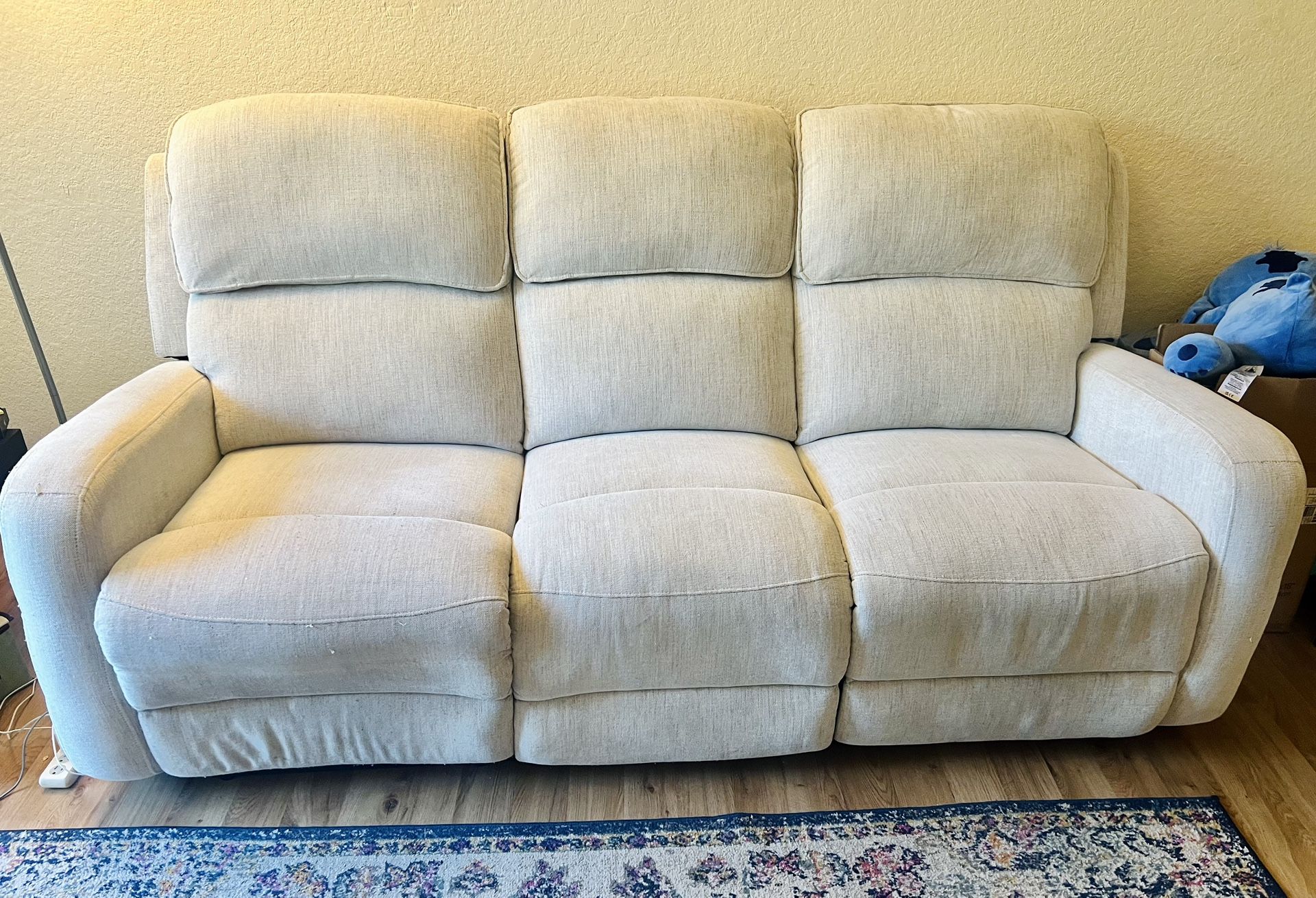 Beige Double Recliner Couch For Sale $300