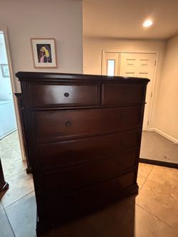 Large Dark Wood Tall Dresser