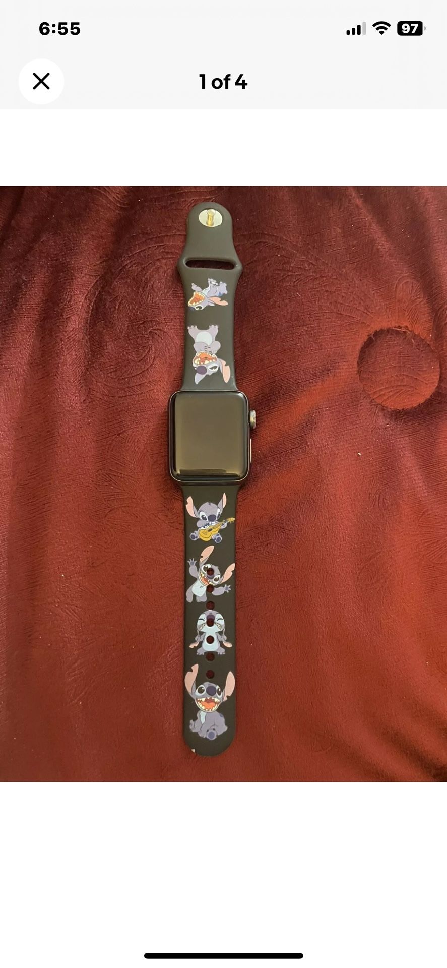 Apple Watch Series 3 38 mm Charcoal Aluminum Case Smartwatch -...Stitch Band