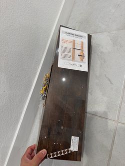 3 Floating Wall Shelf Dark Wood Finish, open box original packaging, no damage