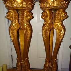 2 Italian Marble Top Pedestals Vintage 