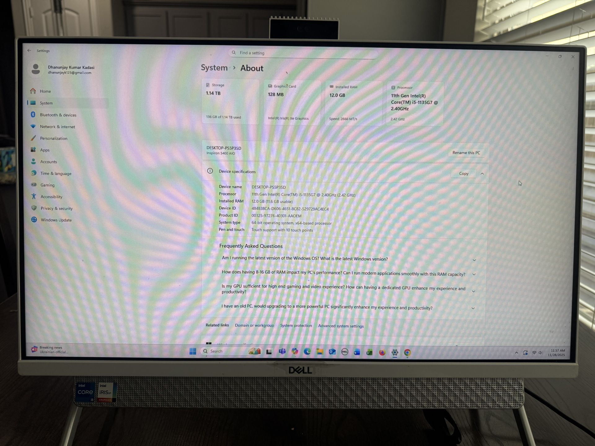 Dell Inspiron 24 All in one touch screen desktop