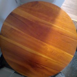 Round Wooden Glass Top End Table 
