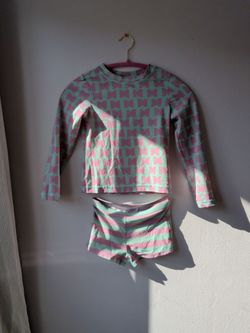 Girls Size 6-7 Hanna Anderson Two-Piece Rashguard Swimsuit Set