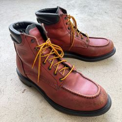 RED WING 202 Supersole Oxblood Leather Work Boots Size US 10.5