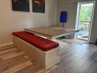 HUGE Custom 6x6 Solid Wood Table + 3 Storage Benches