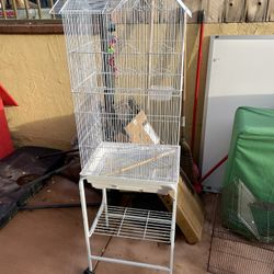 Tall Bird Cage And Stand with Wheels