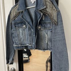 Bedazzled Cropped Jean Jacket 