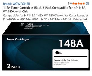 WOWTONER HP 148A Black Toner Cartridges 2-Pack