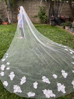 Floral Lace Erin Cole Cathedral Length Veil