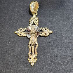 Cz 10k 2-tone Crucifix 