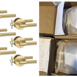 Asidrama 6 Pack Champagne Bronze Privacy Door Handles, Door Lever with Door Knobs Indoor for Bedroom or Bathroom, Heavy Duty Door Handles Interior wit