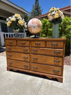 Mid Century Solid Wood 8 Drawer Antique Dresser Chest of Drawers by Jonson Carper Furniture