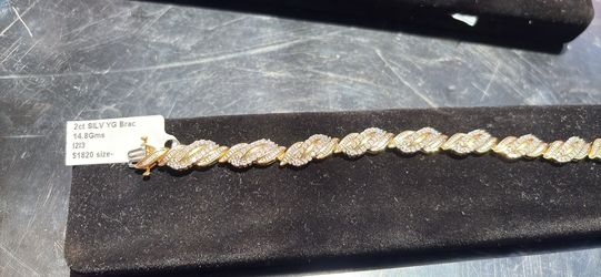 2ct Silver and Yellow Gold natural diamond Bracelet