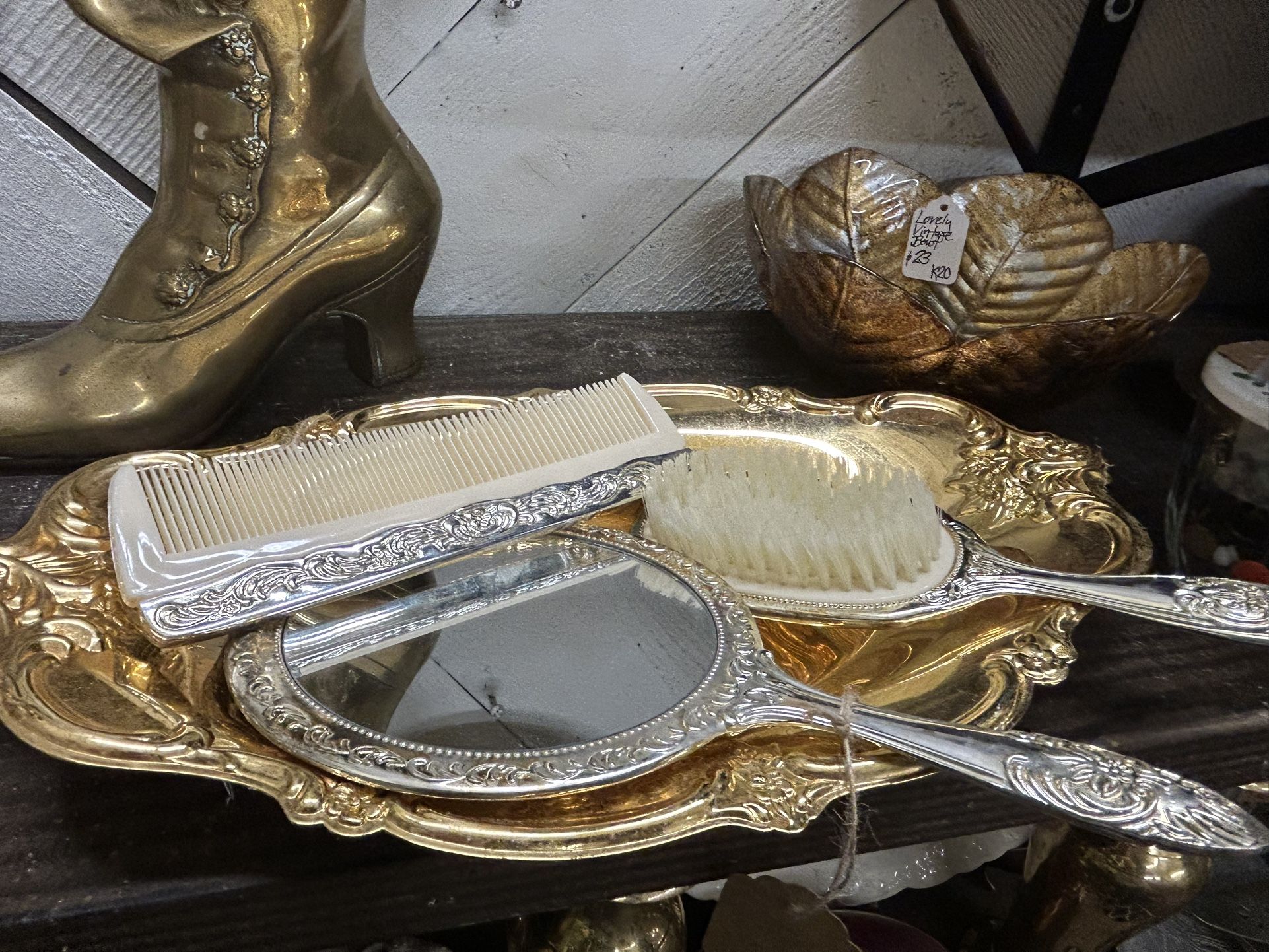 Vintage 3 Piece Mirror, Brush & Comb Set