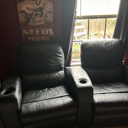Black Leather Recliner Sectional