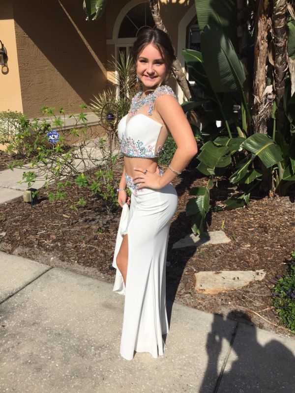 Prom White Dress by Alyce Paris. Size 0-2