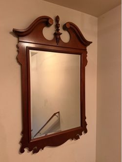 Vintage Solid Wood Wall Mirror – Ornate Carved Frame