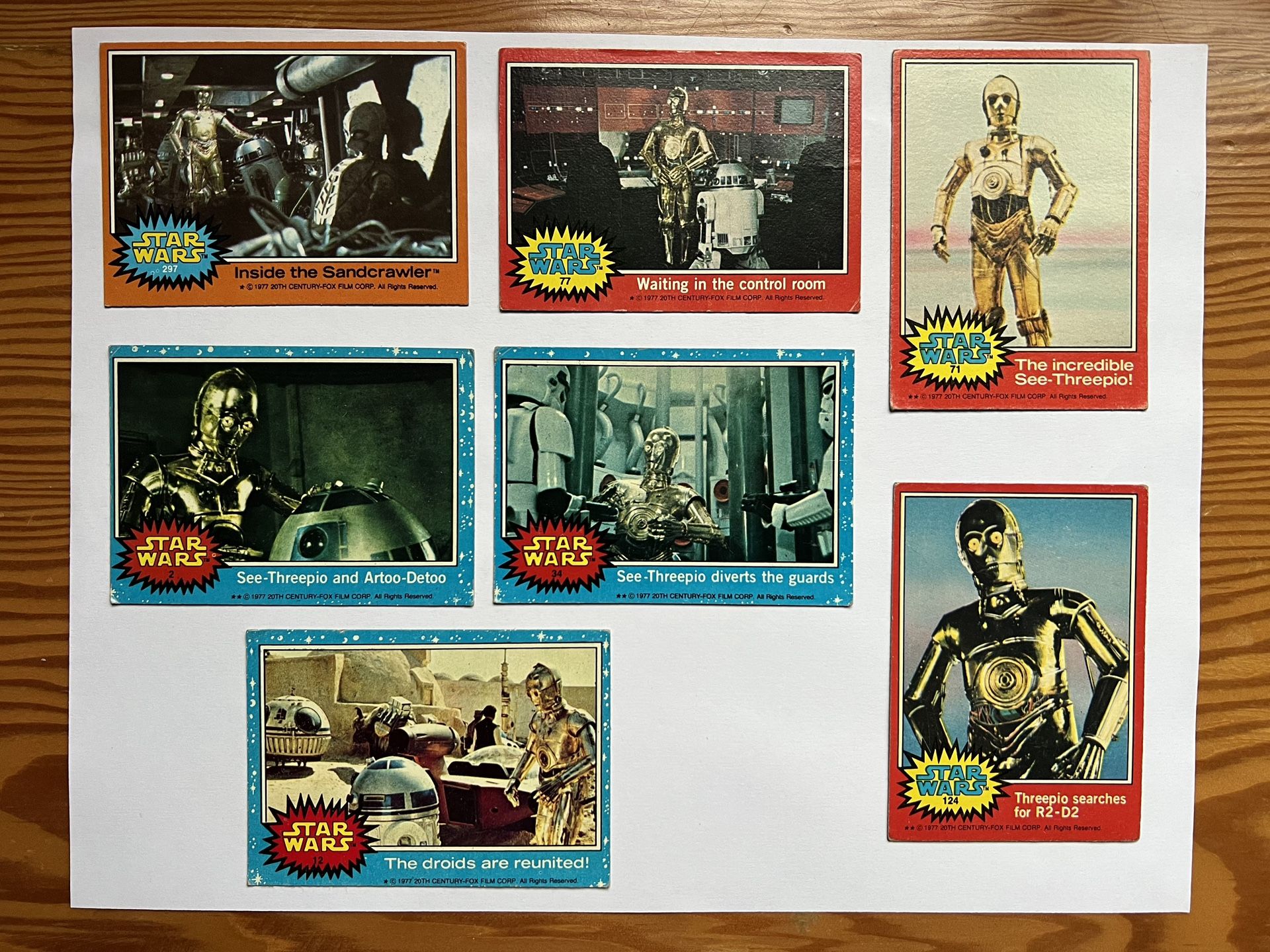 1977 Topps Star Wars Cards Featuring See- Threepio.