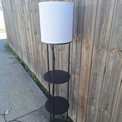 Black Metal Shelf Floor Lamp With White Shade. I Live By Harlem And Devon 