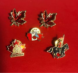Bundle of Canada Lapel Pins Royal Canadian Mounted Police Maple Leaf Flag