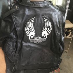 Mens XL Leather Harley Riding Jacket