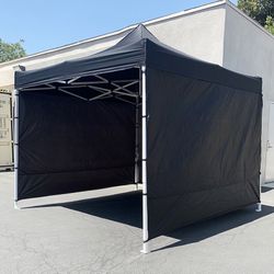 (New) $140 Heavy Duty 10x10 ft Popup Canopy with 3 Sidewalls (Black/Red) 