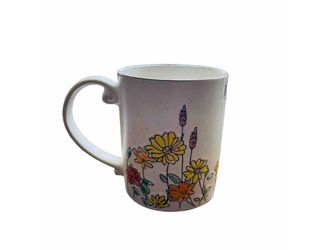 Flower Coffee Mug Embossed Wild Flowers Watercolor Style Kitchen Home New
